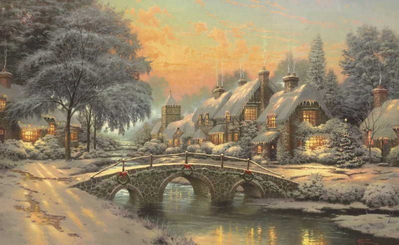 tree, painting, classic, Christmas, transportation, Holidays, water, river, plant, building exterior, connection, park, thomas, reflection, park - man made space