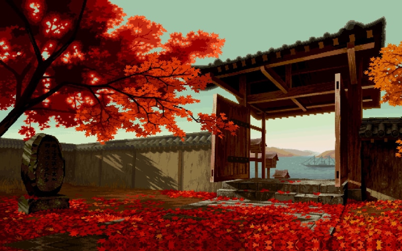 architecture, red, change, pixels, beauty in nature, built structure, plant, pixel art, autumn, maple, architectural column, religion, freshness, orange color