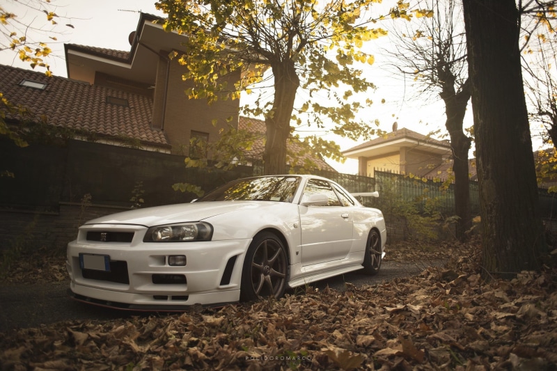 plant, nismo, r34, no People, white, front View, house, luxury, coupe, modern, tree trunk, outdoors, japan, mode of Transport, building, building exterior