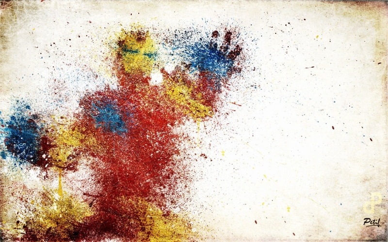 man, digital art, multi colored, simple, red, dirt, 1080P, white background, paper, no people, artwork, studio shot, splatter, painting, water, art and craft