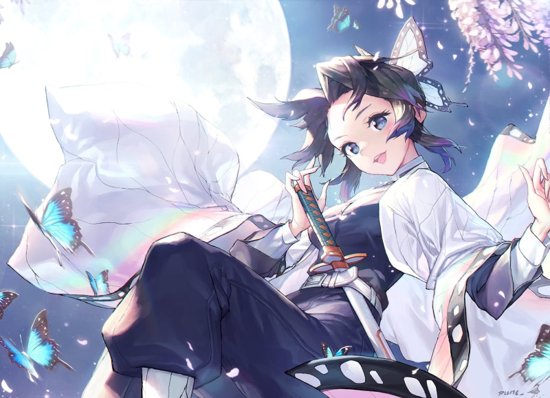 Shinobu Kochou, Butterfly, 1080P, Girl, Anime, Demon Slayer: Kimetsu no Yaiba