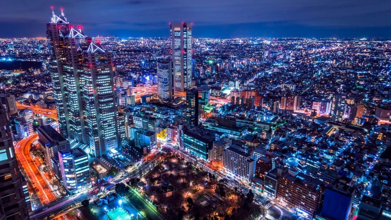 shinjuku, downtown, 1080P, city lights, asia, aerial photography, metropolis, night, skyline, cityscape, tokyo, skyscraper, japan, shinjuku park tower