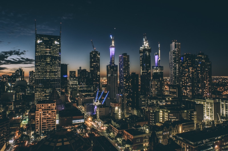 rise, illuminated, built structure, urban, 4K, financial district, vibes, nighttime, cbd, building, landscape, melbourne, crowd, city, stars, sky, office building exterior