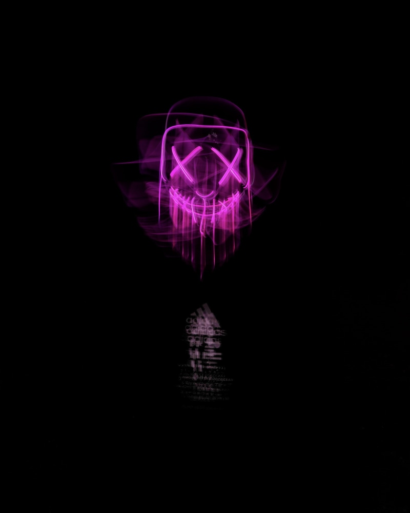 dark, digital composite, light, led, black background, single object, purple, laser, lighting equipment, creativity, illuminated, pruge mask, lighter, bass guitar
