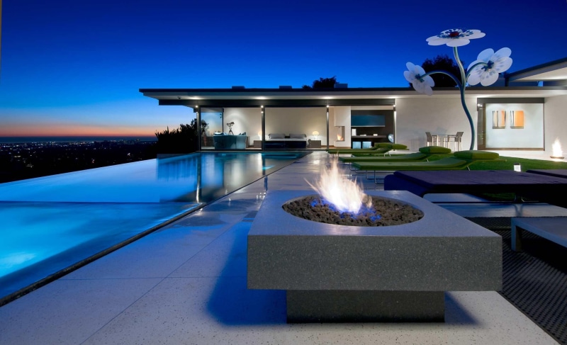 modern, infinity, house, sunset, gray, concrete, los-angeles, contemporary, 1080P, rectangular, high, california, firepit, fire, pool, villa, mansion
