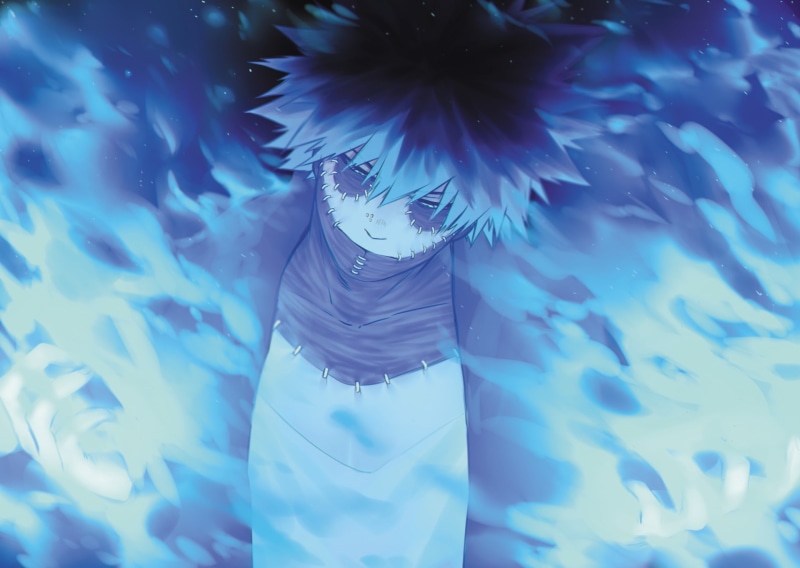 Black Hair, clothing, leisure activity, underwater, Dabi (Boku No Hero Academia), nature, Fire, sea, young adult, blue, Blue Eyes, front view, Scar, waist up