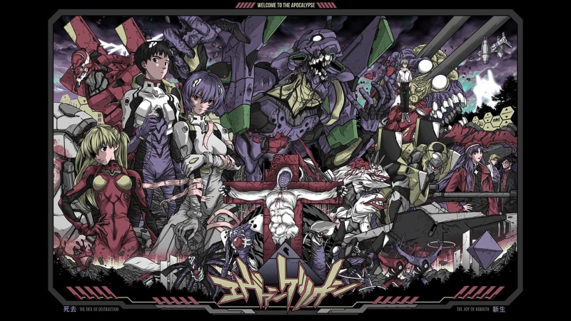 art and craft, multi colored, female likeness, anime girls, auto post production filter, day, EVA Unit 02, no people, male likeness, EVA Unit 01, Gendo Ikari