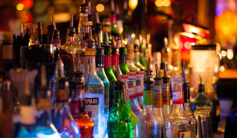 glass, bottle, restaurant, refreshment, glass - Material, nightlife, container, close-up, drink, drinks, business, party - Social Event, large group of objects