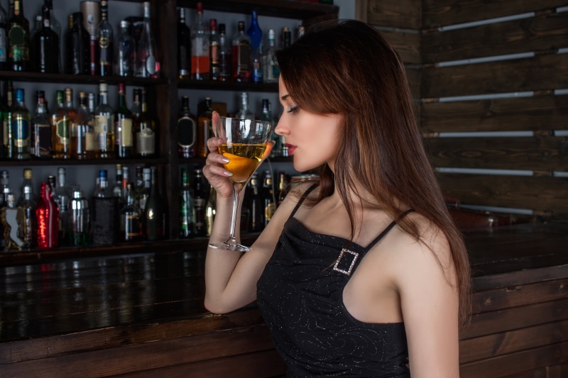 young Adult, females, bar counter, waist up, inside, wine, happy hour, food and drink, beauty, alcohol, hair, bar - Drink Establishment, drink, drinking