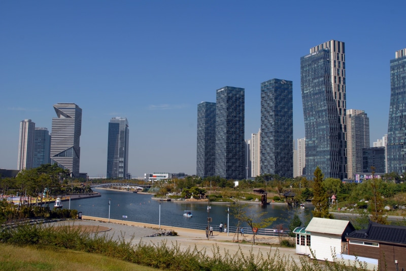 urban Scene, modern, park, Building, nature, skyscraper, travel Locations, office building exterior, songdo incheon korea, architecture, Songdo, clear sky