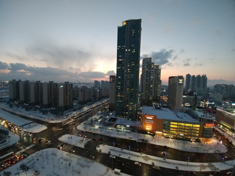 winter, no people, sunset, landscape, urban, city life, dusk, residential district, korea, financial district, office building exterior, urban skyline