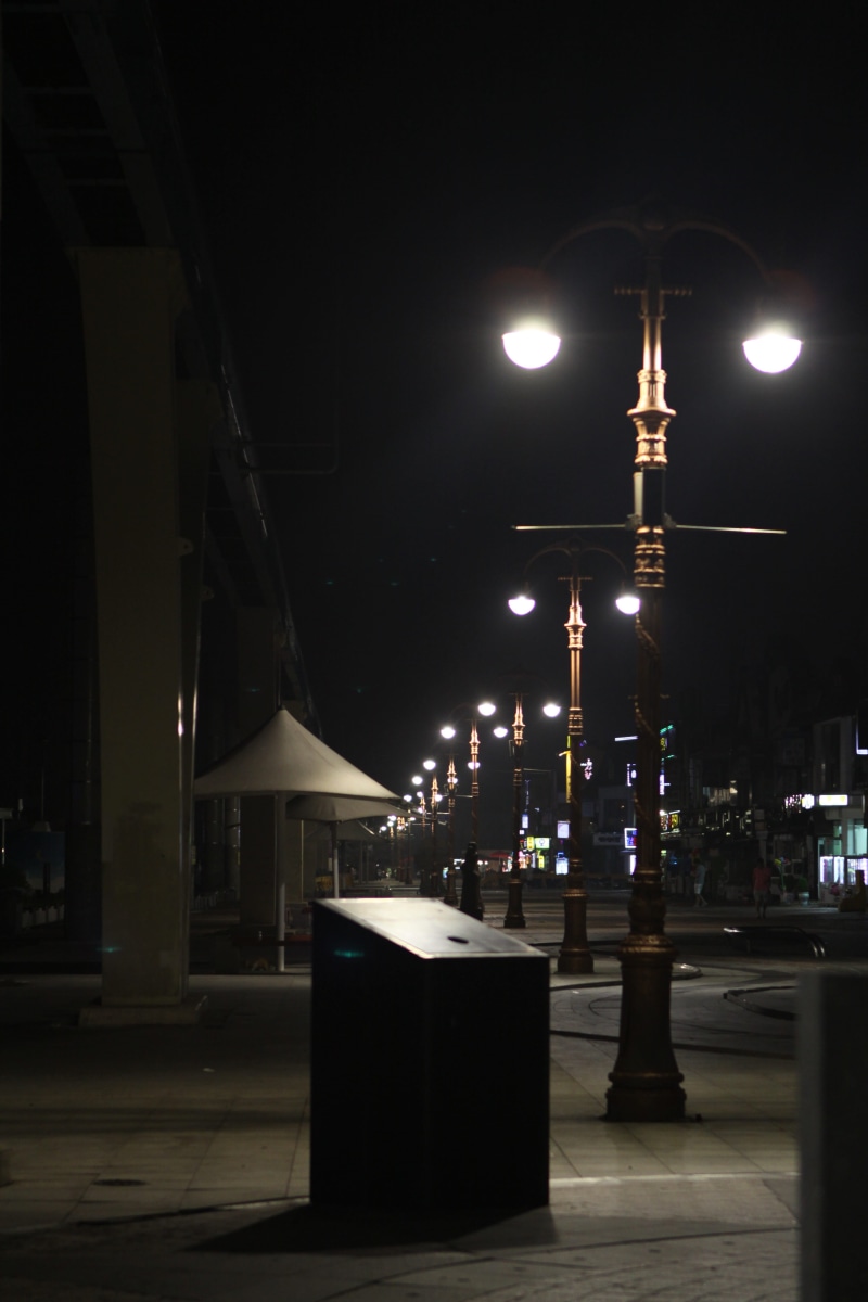 night view, the way forward, Incheon, lighting, 4K, outdoors, illuminated, night, no people, built structure, electric lamp, moon, light, landscape, atmosphere