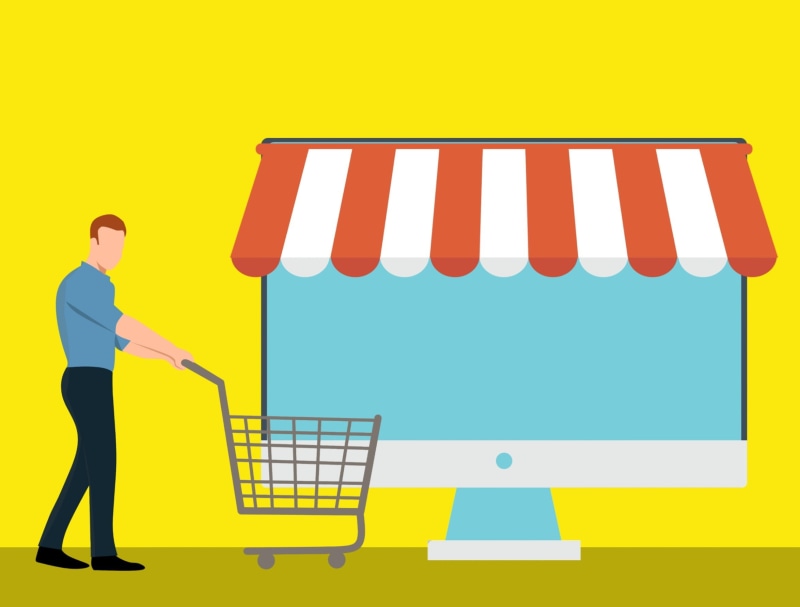 credit, adult, ecommerce, buy, suit, shop online, businessman, business, cart, cartoon, storefront, electronic, commerce, idea, buying, www, full length