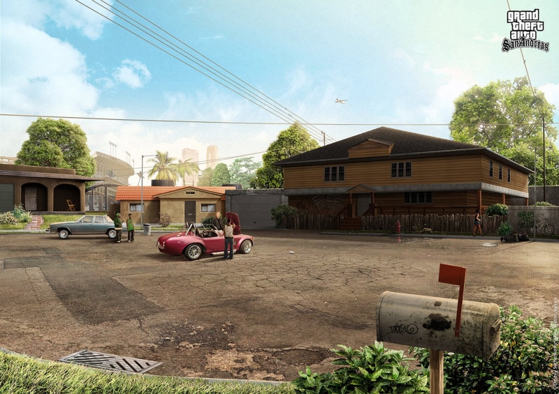cultures, Rockstar Games, architecture, mode of transportation, building, motor vehicle, land Vehicle, gta, town, famous Place, retro Styled, outdoors