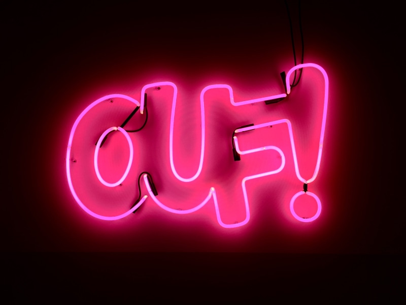 illuminated, food and drink, night, electricity, lighting equipment, single word, fluo, western script, ouf, light, pink, business, neon, glowing