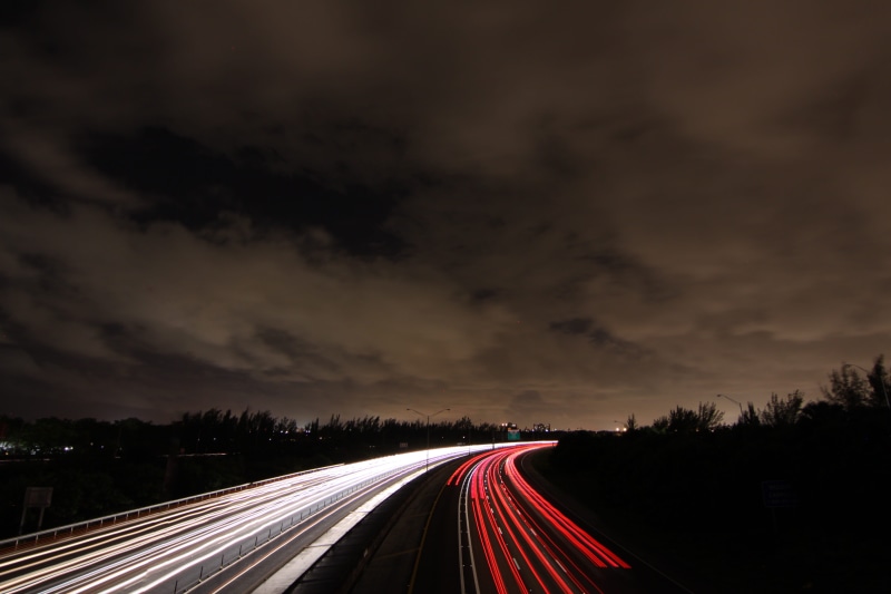 multiple Lane Highway, passing, time, travel, cars, sky, light trail, city, nature, speed, lapse, running, night, 4K, dramatic, outdoors, clouds, dusk