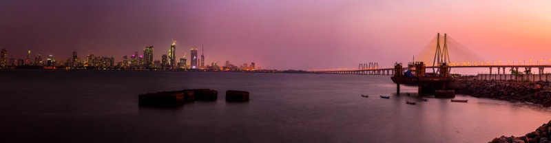 places to visit, architecture, city, worli, cityscape, 8K, dusk, downtown District, body, urban Skyline, water, Mumbai, water,bridge, smooth, view, long exposure
