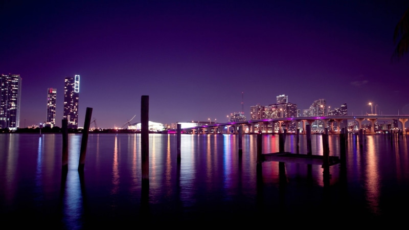 night, city, bridge, 1080P, river, photography, sky, landscape, night city, miami
