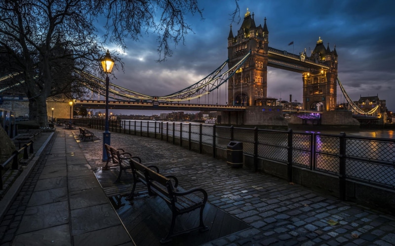 connection, bridge, hd, 1080P, outdoors, London, night, river, architecture, England, River Thames, street light, bridge - man made structure, engineering