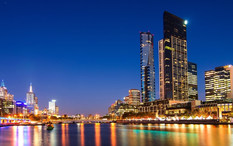 Skyscrapers, Lights, Melbourne, City, 1080P, River, View, Australia, Bridge, Night