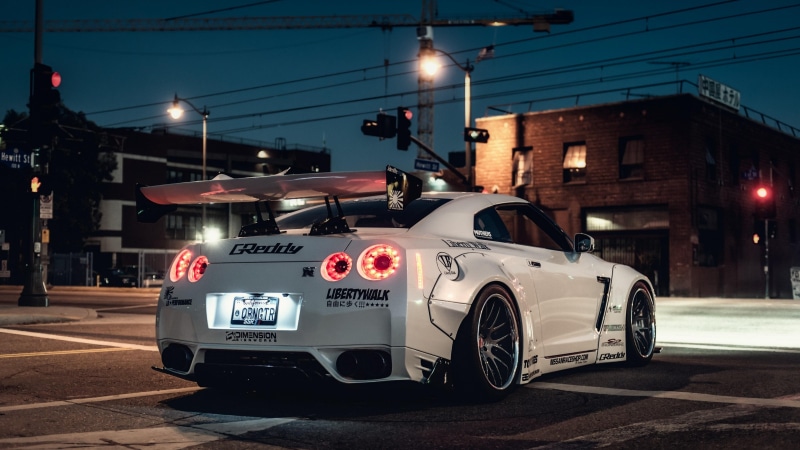 gtr, car, coupe, sports, white, nissan, 4K