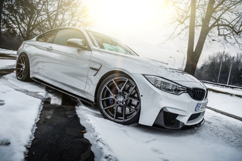 silver colored, engine, technology, winter, sky, outdoors, mode of transportation, tree, modern, snowing, frozen, m, sports Car, 1080P, nature, driving