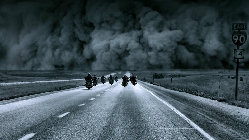 photography, ride, nature, cold temperature, motorcycling, phenomenon, group of people, 1080P, marking, highway, motor vehicle, outdoors, tornado, mode of transportation