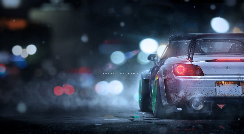 land Vehicle, headlight, vehicle, speed, illuminated, traffic, night, windshield, backgrounds, red, storm, wet, shiny, motor vehicle, urban Scene, Honda