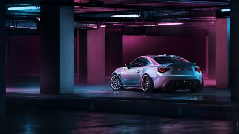 Japanese cars, silver cars, night, JDM, sports car, Mikhail Sharov, Toyota GT-86, vehicle, Toyobaru, Toyota, 1080P