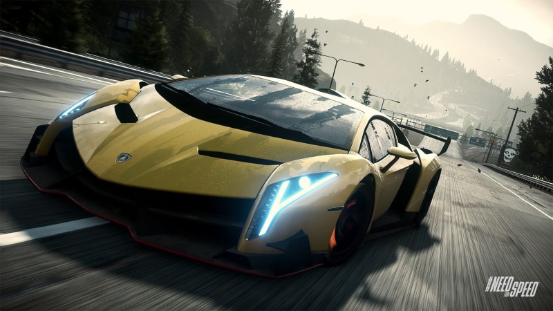 need, shadow, tree, sunlight, retro styled, Lamborghini, Need for Speed, high angle view, outdoors, game, 1080P, application, no people, land vehicle