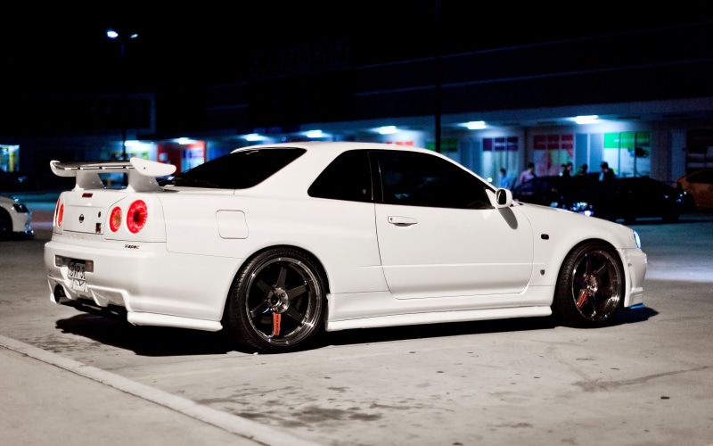 road, parking Lot, no People, GT-R, illuminated, Nissan, land Vehicle, tuning, traffic, editorial, Nissan Skyline, architecture, white, wheel, 5K, speed