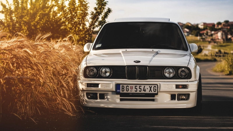 field, focus on foreground, bmw m3 e30, 4K, landscape, nature, bmw m3, wheat, no people, retro styled, motor vehicle, bmw 3 series e30, day, vintage car