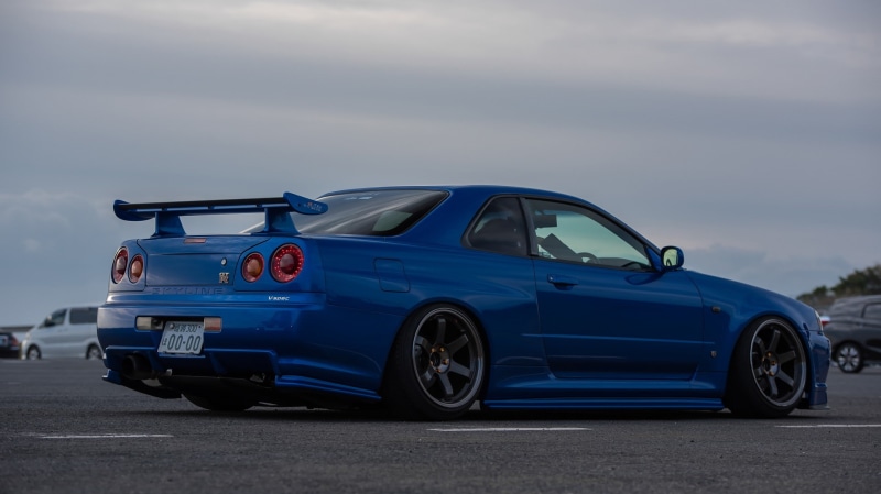 skyline, Nissan Skyline, Nissan, camber, car, wheels, Nismo, Stance, JDM, vehicle, Nissan Skyline GT-R R34 Nismo, Skyline R34, blue cars, Nissan Skyline GT-R R34 Nismo Z-Tune