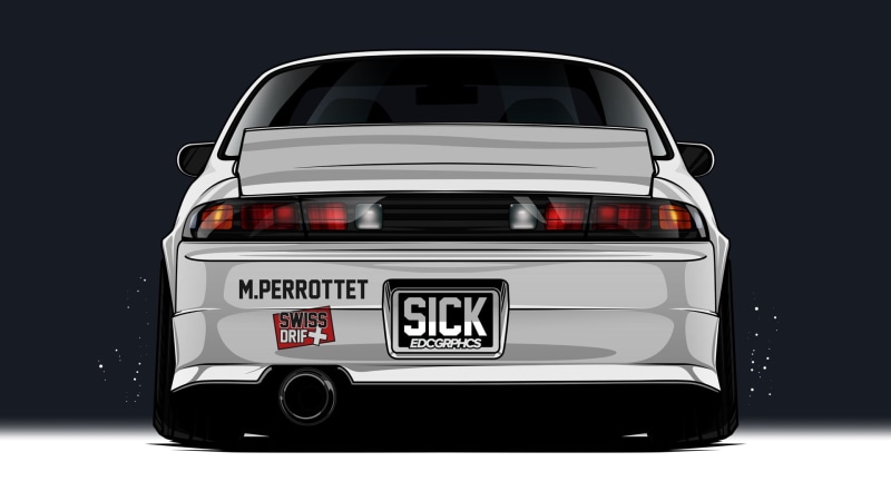 Nissan 200SX, number, no people, retro styled, EDC Graphics, Nissan, security, technology, indoors, mode of transportation, render, western script, JDM