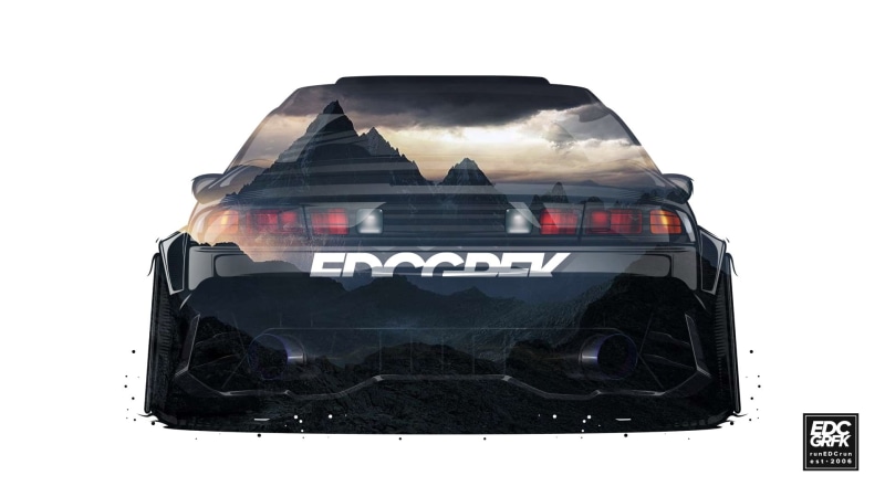 no people, transportation, travel, suitcase, luggage, Nissan Silvia S14, 1080P, text, motor vehicle, studio shot, car, land vehicle, still life, Japanese cars
