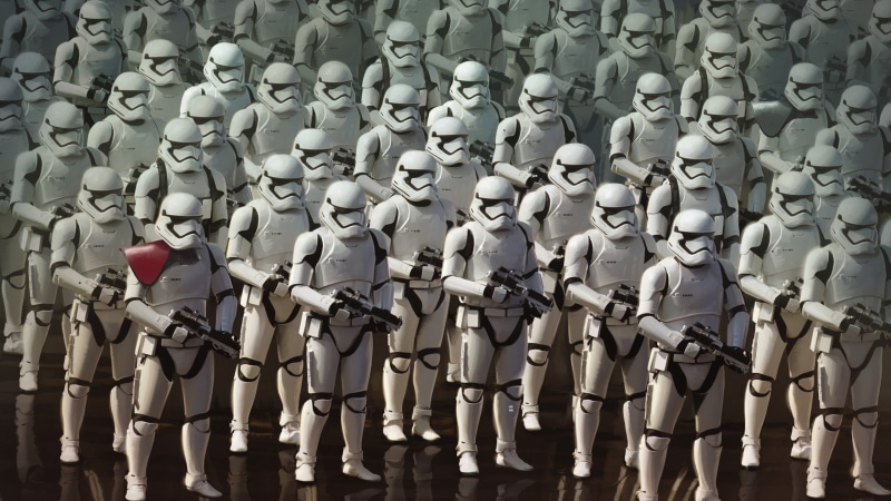 stormtrooper, movies, Star Wars: The Force Awakens, security, side by side, representation, government, male likeness, day, military, 2K, in a row, army