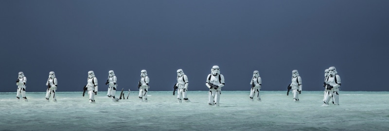 side by side, trooper, sport, sea, winter, 2K, Star Wars, lot, human representation, Rogue One: A Star Wars Story, in a row, reflection, clear sky, copy space