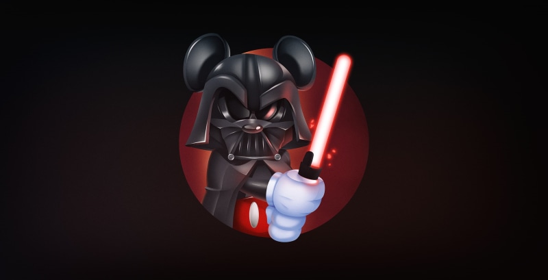 Darth Vader, light - natural phenomenon, electricity, red, copy space, technology, 1080P, indoors, illuminated, studio shot, Mickey Mouse, no people, pattern