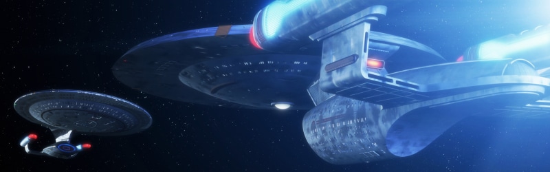 dual monitors, light - natural phenomenon, spaceship, star - space, motion, control, science, nature, 4K, multiple display, no people, USS Enterprise (spaceship)