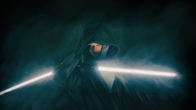 digital art, The Mandalorian, 8K, lightsaber, Star Wars, Ahsoka Tano, Rosario Dawson