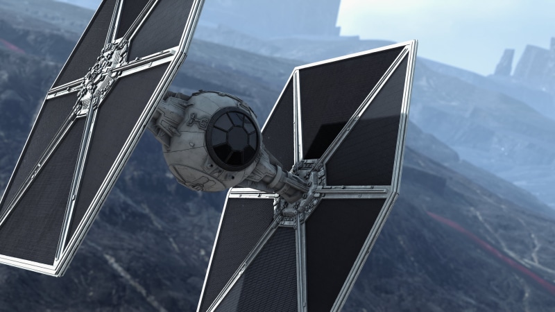 TIE Fighter, connection, mountain, sky, 2K, environment, no people, technology, outdoors, alternative energy, Star Wars, architecture, wars