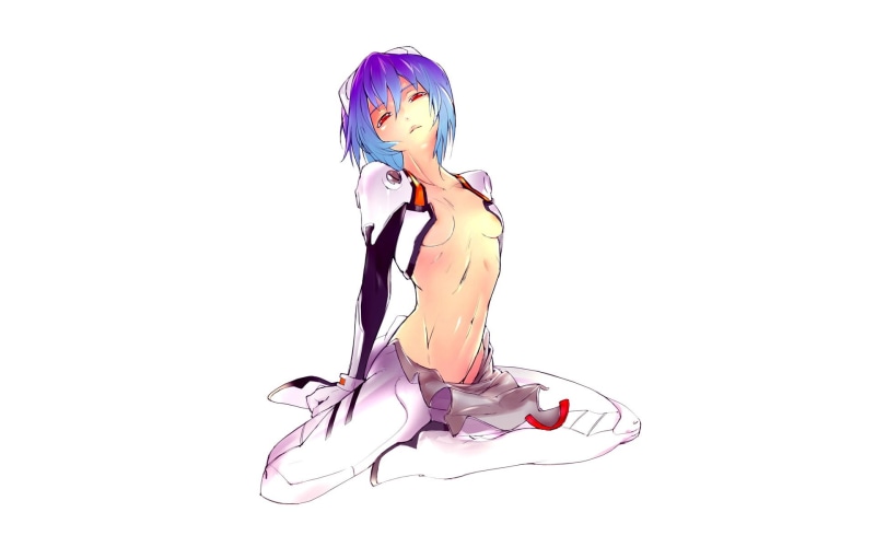 bodysuit, 1080P, girls, neon genesis evangelion, genesis, ayanami rei, white, red, short, neon, rei, art, eyes, ayanami, hair, evangelion, hd, background