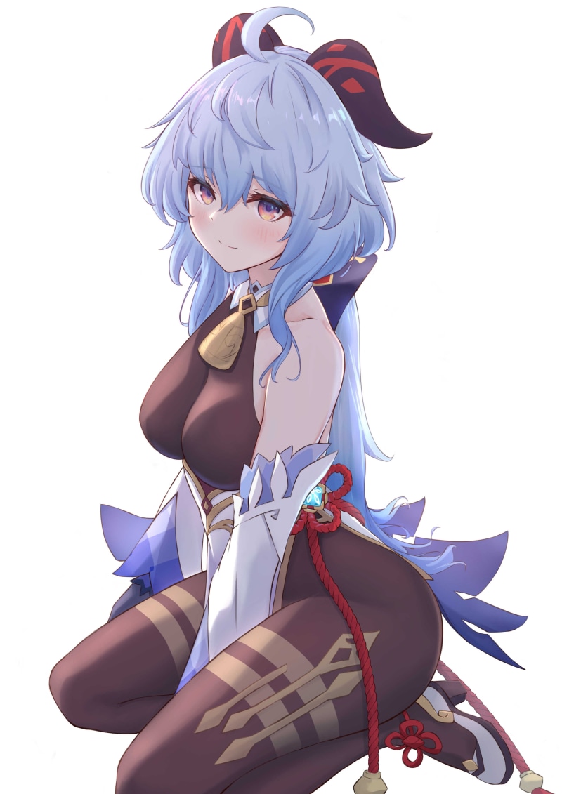 smiling, bodysuit, curvy, Fuwatoromonta, Genshin Impact, 4K, Ganyu (Genshin Impact), anime girls