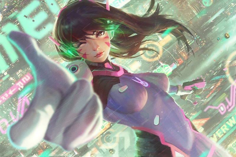 cute, representation, D.Va (Overwatch), real people, one person, girls, females, women, artwork, lifestyles, innocence, front view, child, Overwatch, leisure activity
