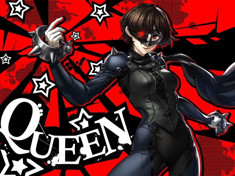 niijima makoto, queen, mask, bodysuit, 720P, anime style games, Anime, red eyes, persona 5