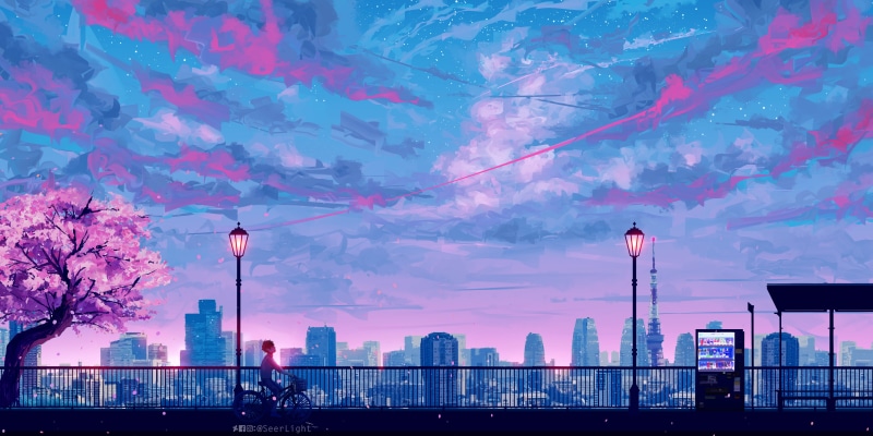4K, scenery, deviantart, 5k, cycle, landscape, anime, cityscape, hd, 4k