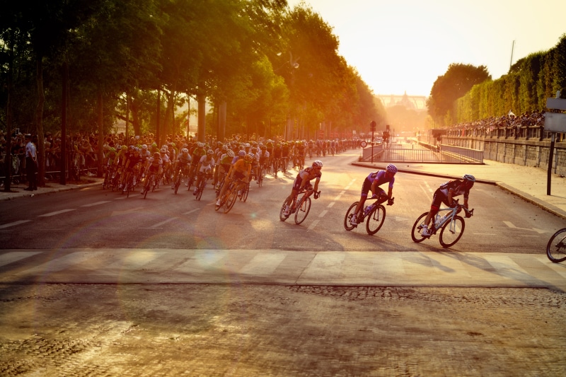 paris, sports race, athletes, riding, outdoors, bicycle, city, competition, cyclists, biking, group of people, men, tour de france, tree, transportation