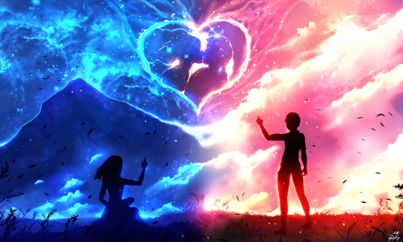 females, Love, night, heart Shape, adult, red, celebration, dark, Original, star - Space, Boy, romance, silhouette, illustration, happiness, cheerful, party - Social Event