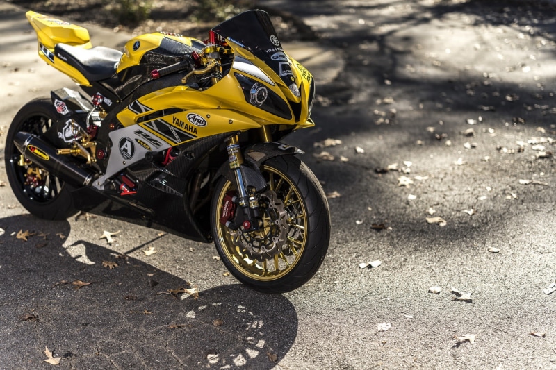 Yamaha, sport bike, yellow, motorcycle, design, bike, sport, black, white, the road, 1080P
