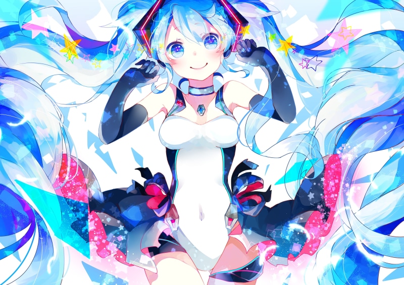 pattern, paint, women, Hatsune Miku, costume, anime, multi colored, unrecognizable person, aqua hair, obscured face, aqua eyes, anime girls, indoors, female